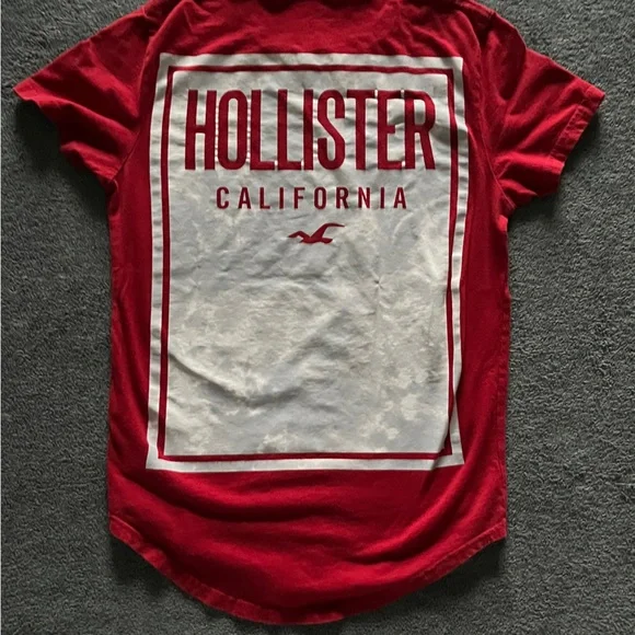 Red Hollister T-shirt curved Hem - Picture 2 of 3